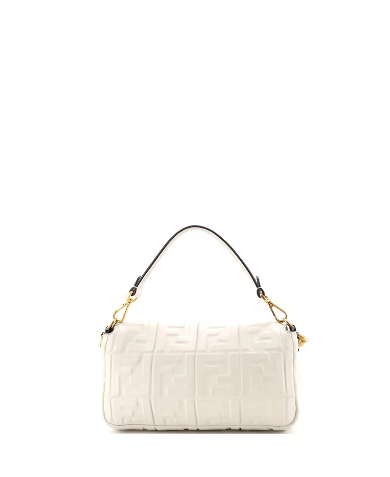 Pre-Owned Fendi Medium Baguette Nm Bag Zucca Embossed Leather