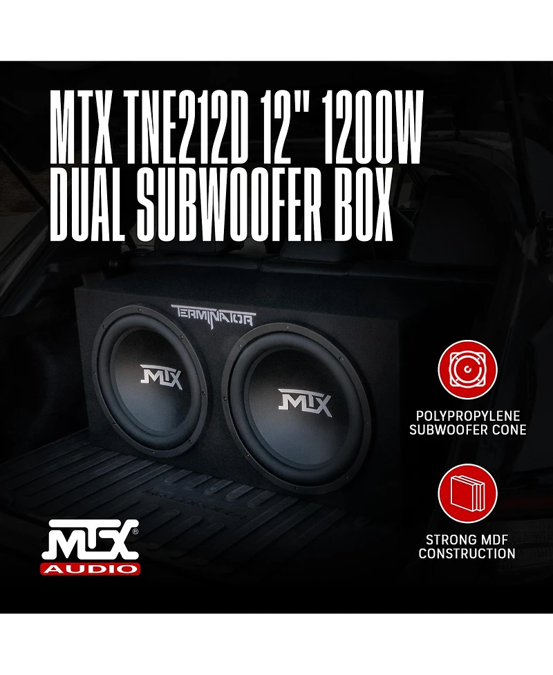 Mtx TNE212D 12-Inch 1200-Watt Car Audio Dual Loaded Subwoofer Box Enclosure