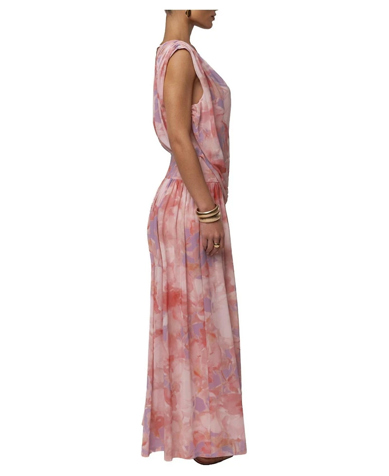 Jluxlabel Women's Evening Flow Floral Plunging V-Neck Draped Maxi Dress