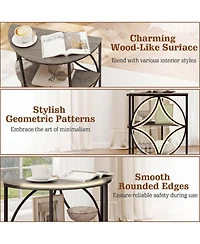 Sugift Narrow Side Table Set of 2 Semi Circular 3-Tier Tables with Heavy Duty Metal Frame