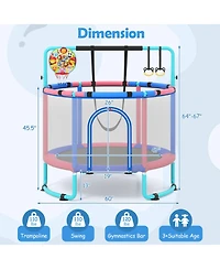 Sugift 60" x 60" 6-in-1 Trampoline with Adjustable Gymnastics Bar, Ages 3+