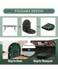 Sugift 10-Player Foldable Poker Table with Led Lights and Usb Charging Ports