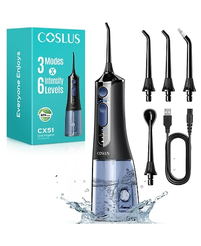 Coslus CX51 Professional Water Flosser, 3 Modes and 6 Intensities, for Sensitive Gums/Braces, Travel/Home