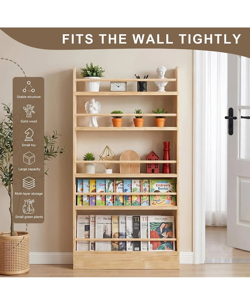 Streamdale Furniture 5-Tier Wooden Behind-the-Door Bookshelf