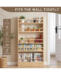 Streamdale Furniture 5-Tier Wooden Behind-the-Door Bookshelf