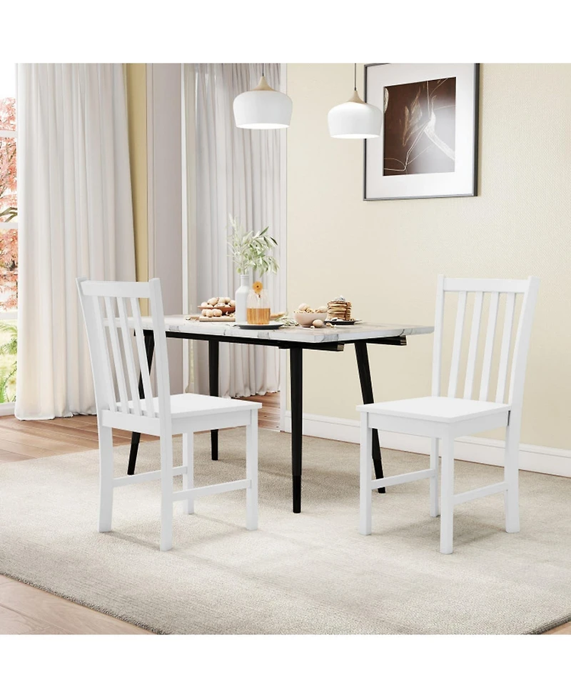 Sugift Wooden Kitchen Chairs Set of 2 Featuring Breathable Slat Tilt Backrest and Rubber Wood Frame