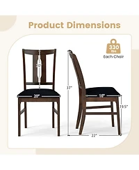 Sugift Set of 2 Wooden Dining Chairs with 20 Inch High Curved Back Upholstered Seats Farmhouse Style
