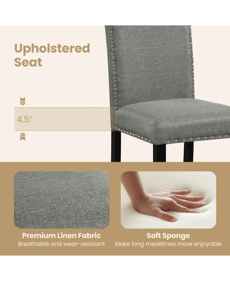 Sugift Dining Chairs Set of 4 with Bent Wood Legs Thick Cushions and Nailhead Trim Accents