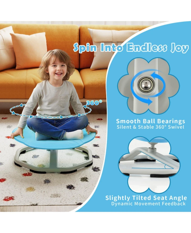 Sugift Kids Sensory Swivel Chair with 360 Degree Spin and Non-Slip Metal Base