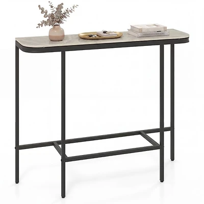 Sugift 44 Inches Faux Marble Entryway Console Table on Heavy-Duty Metal Frame