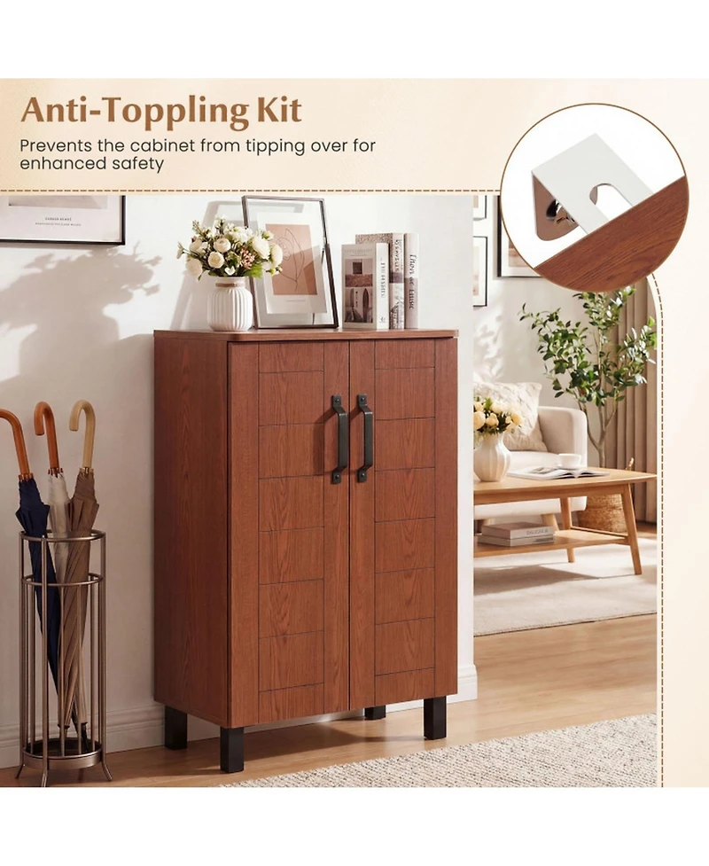 Sugift 5-Tier Freestanding Shoe Storage Cabinet with Detachable Shelves and Ventilation Holes