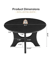 Tribesigns 31.1" Round Coffee Table, Mid-Century Modern