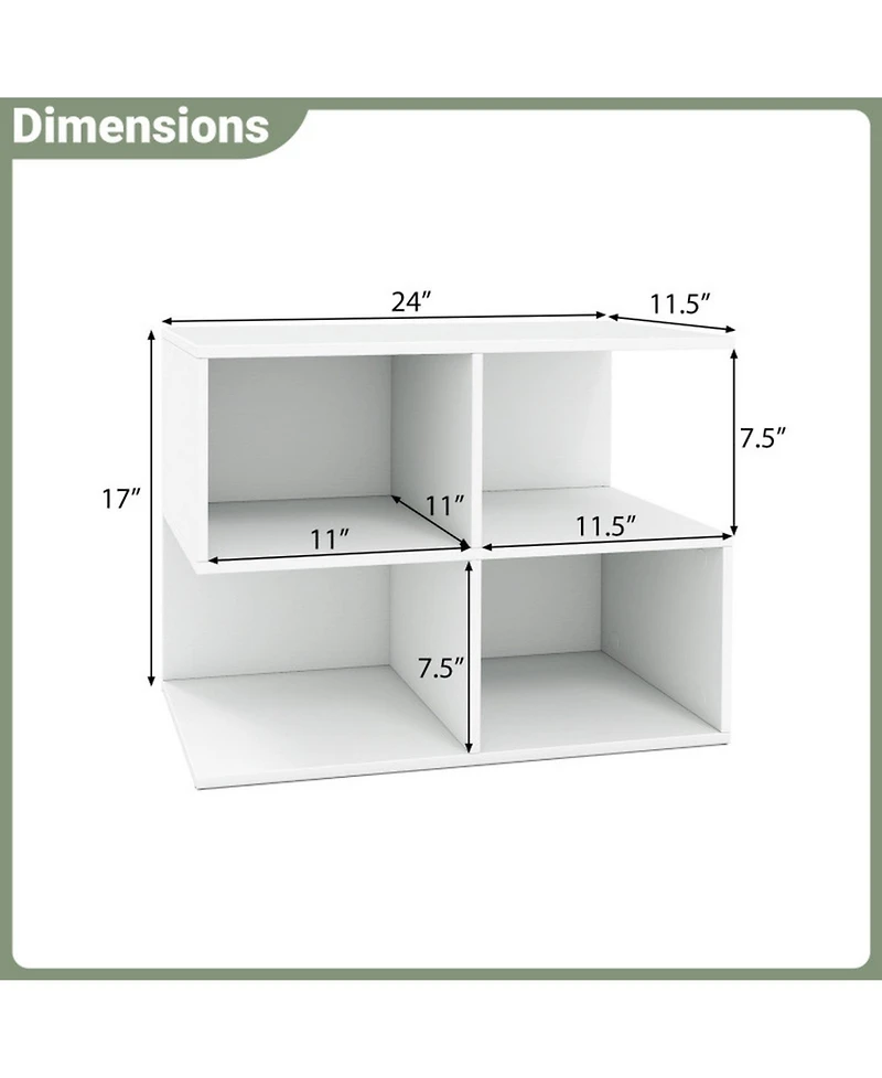 Sugift 3-Tier S-Shaped End Table with 4 Open Storage Cubes for Living Room