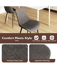 Sugift Set of 4 Upholstered Dining Chairs with Metal Legs and Padded Curved Backs