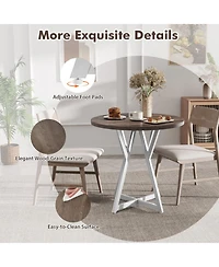 Sugift 36 Inch Round Dining Table with X-Shaped Metal Pedestal Base