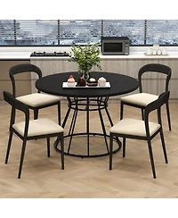 Sugift 47 Inch Round Dining Table for 4 to 6 with Hourglass Metal Base