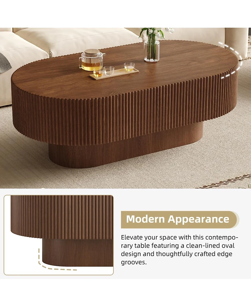 Streamdale Furniture 48.4" Farmhouse Oval Coffee Table with Fluted Base