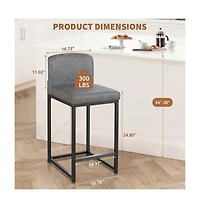 gaomon Set of 2 Bar Stools, Counter Height Bar Chairs with Backrest and Footrest, Faux Leather Modern Barstools for Kitchen Island and Home Bar