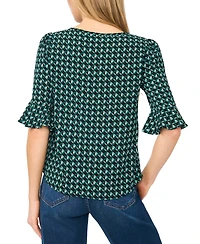 CeCe Women's Split-Tie-Neck 3/4-Sleeve Ruffle-Cuff Blouse