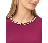 CeCe Women's Embellished Short Sleeve Top