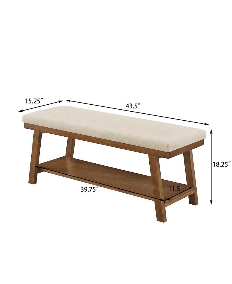 Streamdale FurnitureLinen Upholstered Storage Bench with Shel