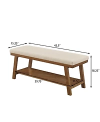 Streamdale FurnitureLinen Upholstered Storage Bench with Shel