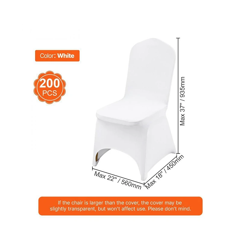 Slickblue 200 Pack White Spandex Folding Chair Covers for Wedding Events