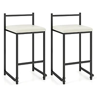 Sugift Set of 2 Stackable Counter Height Bar Stools with Upholstered Seat and Footrest