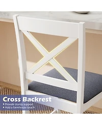 Sugift X-Back Bar Stools Set of 2 Counter Height Seats with Upholstered Linen Cushions