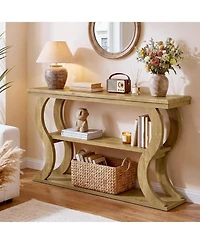 Tribesigns 55" Console Table with 3-Tier Storage, Modern Farmhouse