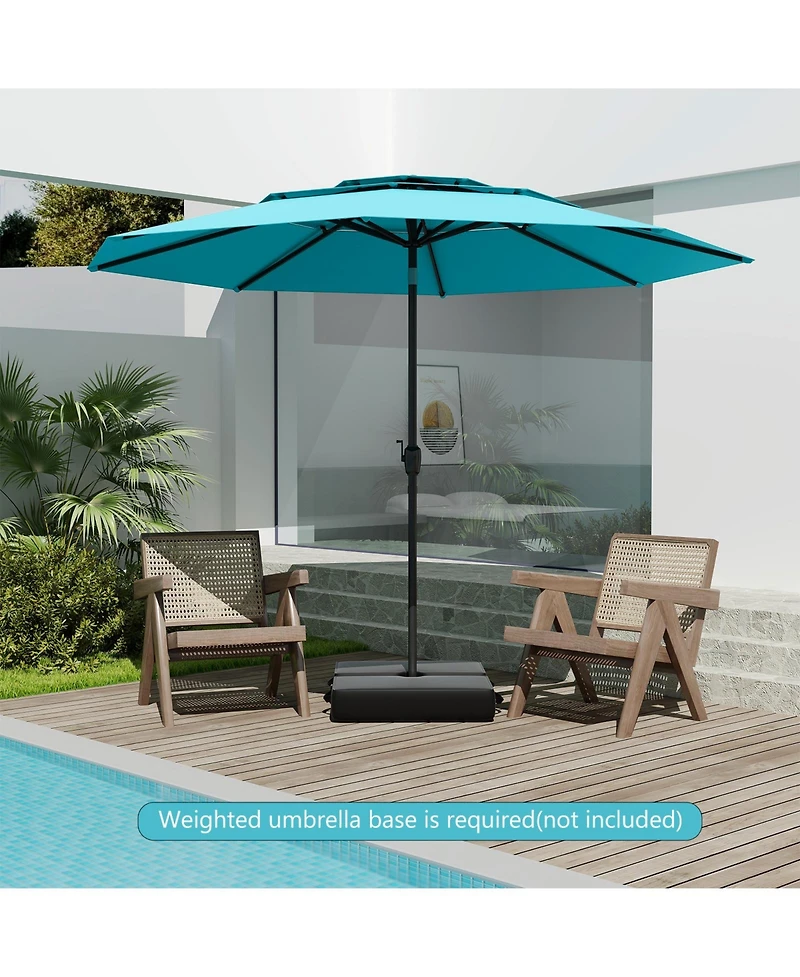 Sugift 10 ft 3-Tier Vented Patio Umbrella with Push Button Tilt and Crank Handle