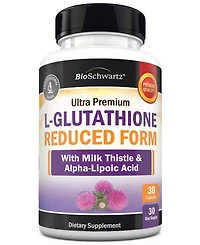 BioSchwartz Reduced Glutathione 500 Milligram with Alpha Lipoic Acid and Milk Thistle, 30 Capsules