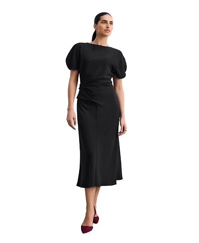 The Fold Women's Salerno Boat-Neck Short-Sleeve A-Line Midi Dress