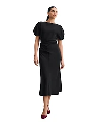 The Fold Women's Salerno Boat-Neck Short-Sleeve A-Line Midi Dress