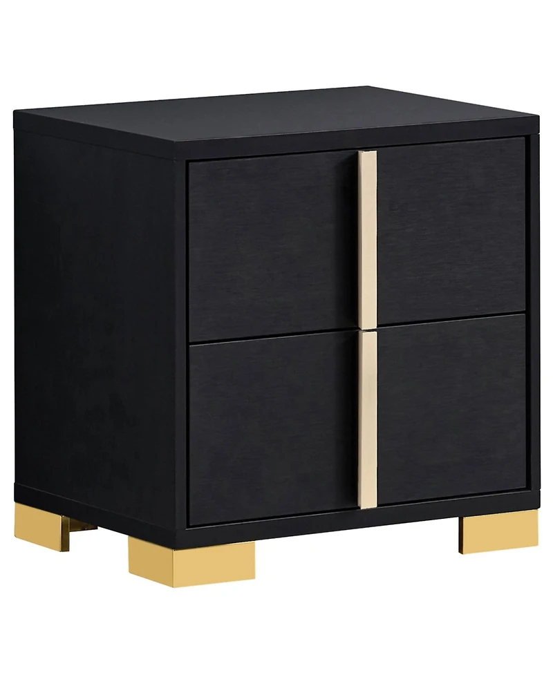 Flynama 2-Drawer Nightstand with Gold Accents