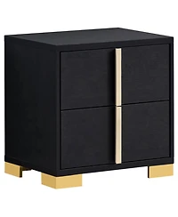 Flynama 2-Drawer Nightstand with Gold Accents