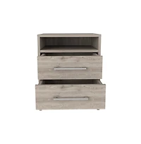 Flynama Light 2-Drawer Nightstand with Open Shelf and Metal Handles, 19.9"H