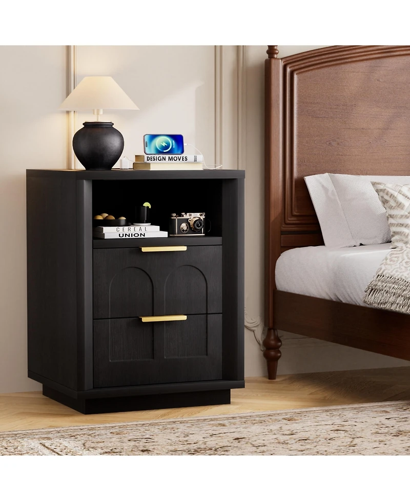 Flynama 2-Pack Nightstands with Charging Station