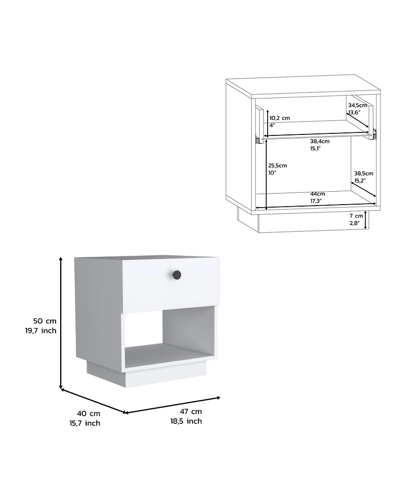 Flynama Single Drawer Nightstand with Large Open Shelf