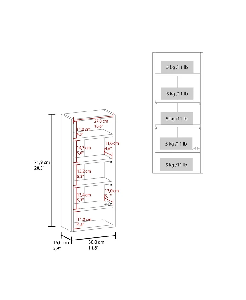 Fm Furniture Pine Like Medicine Cabinet with Mirrored Door and Open Storage