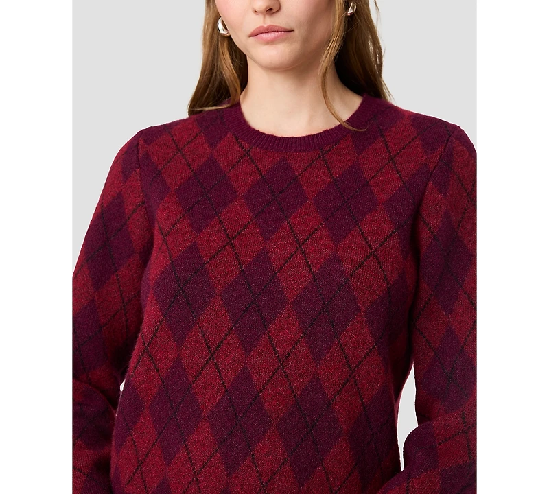 French Connection Women's Koda Argyle Crewneck Long-Sleeve Sweater
