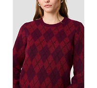 French Connection Women's Koda Argyle Crewneck Long-Sleeve Sweater