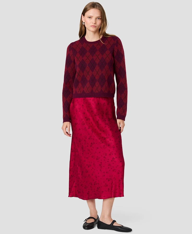 French Connection Women's Koda Argyle Crewneck Long-Sleeve Sweater