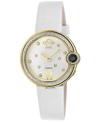 GV2 Women's Perugia Swiss Quartz White Italian Leather Strap Diamond Watch