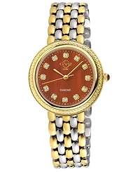 GV6 Women's Arezzo Swiss Quartz Two tone Iprg/Ss Stainless Steel Bracelet Diamond Watch