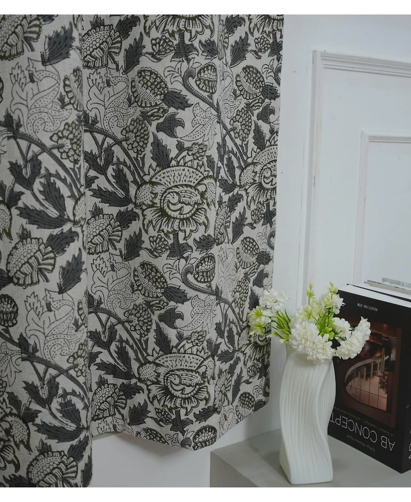 Fabdivine Handcrafted Akashganga Block Print Linen Curtains