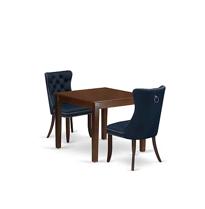 East West Furniture 3 Piece Kitchen Table and Chairs Set Consists of a Square Modern Dining Table