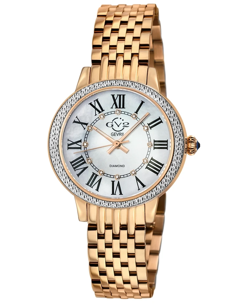GV2 Women's Astor Iii Swiss Quartz Ip Rose Stainless Steel Bracelet Diamond Watch