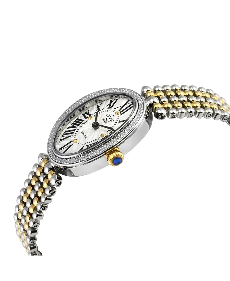 GV2 Women's Piazza Navona Swiss Quartz Two-Tone Ss/Ipyg Stainless Steel Bracelet Diamond Watch