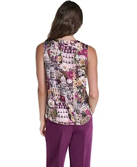 Karl Lagerfeld Paris Women's Floral V-Neck Woven Blouse